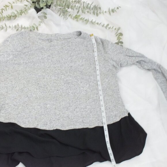 EVRI Light Grey Black Sheer Chiffon Ruffle Long Sleeved Sweater Tunic Size 0X - Picture 6 of 8
